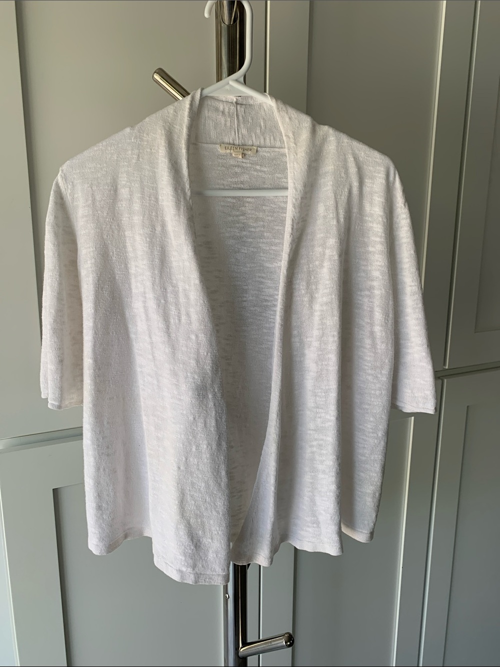 Eileen Fisher Women’s White Lightweight Cardigan, Size S.